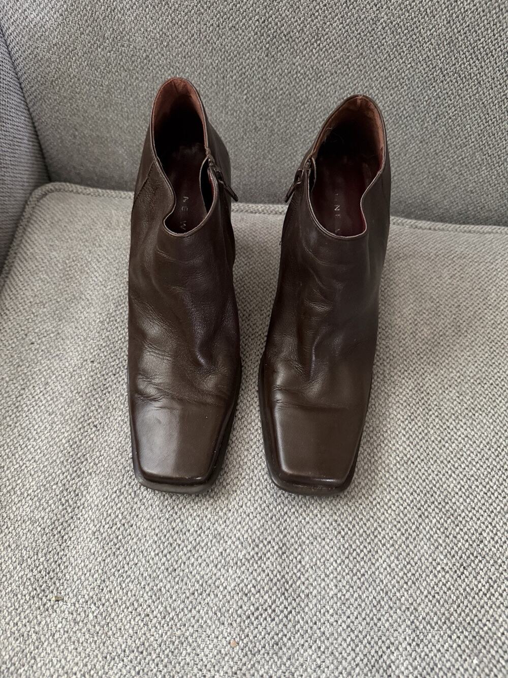 Nine West Brown Leather High Heel Ankle Boots Sz 8